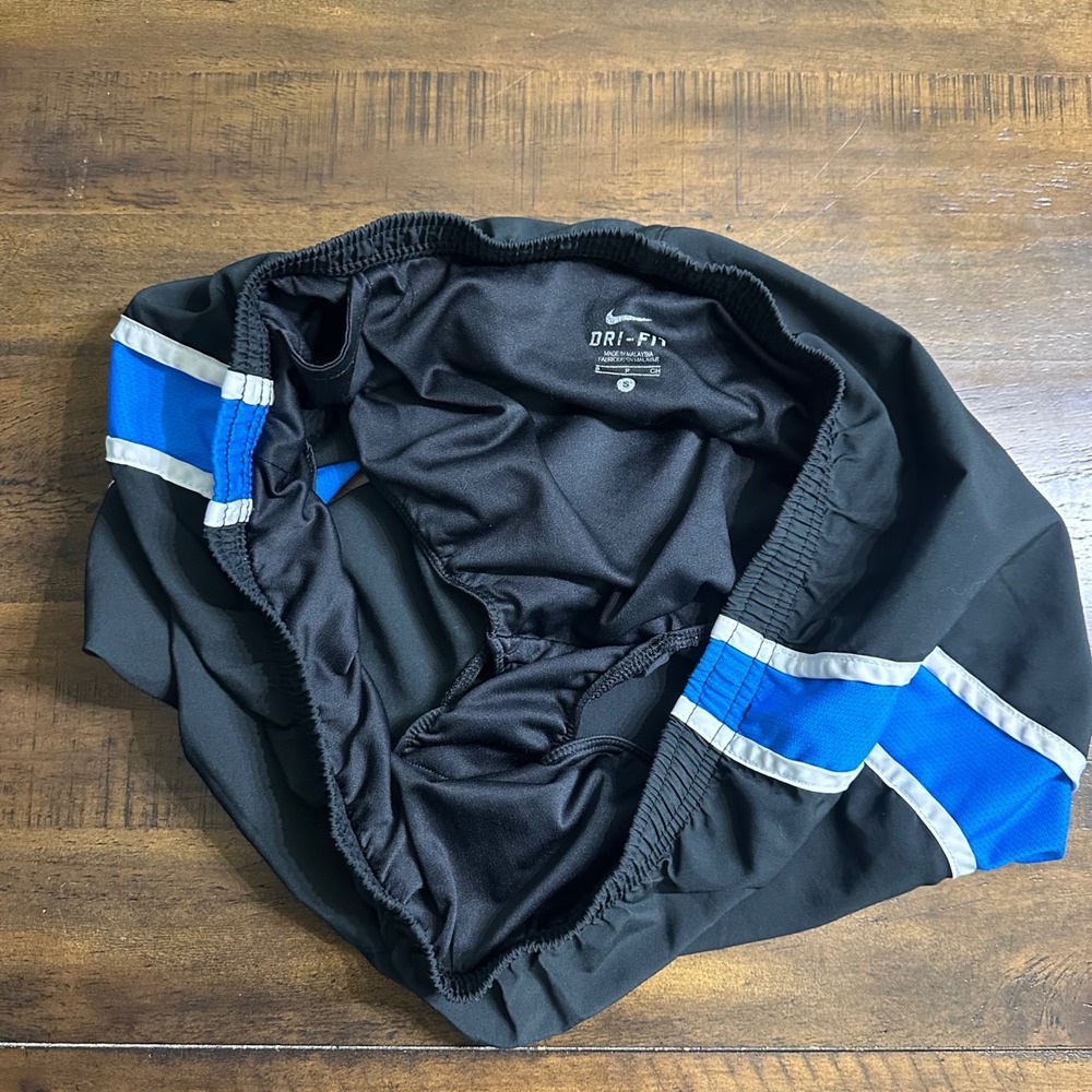 Nike Dri-FIT Tempo Running Shorts Black Blue White Womens Small Athletic Workout - Picture 3 of 7